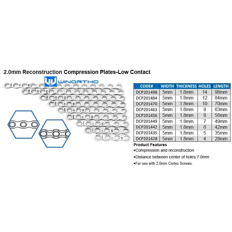 2.0mm reconstruction LC-DCP cuttable plates veterinary orthopedic instruments  pet animal surgical Compression winortho tplo