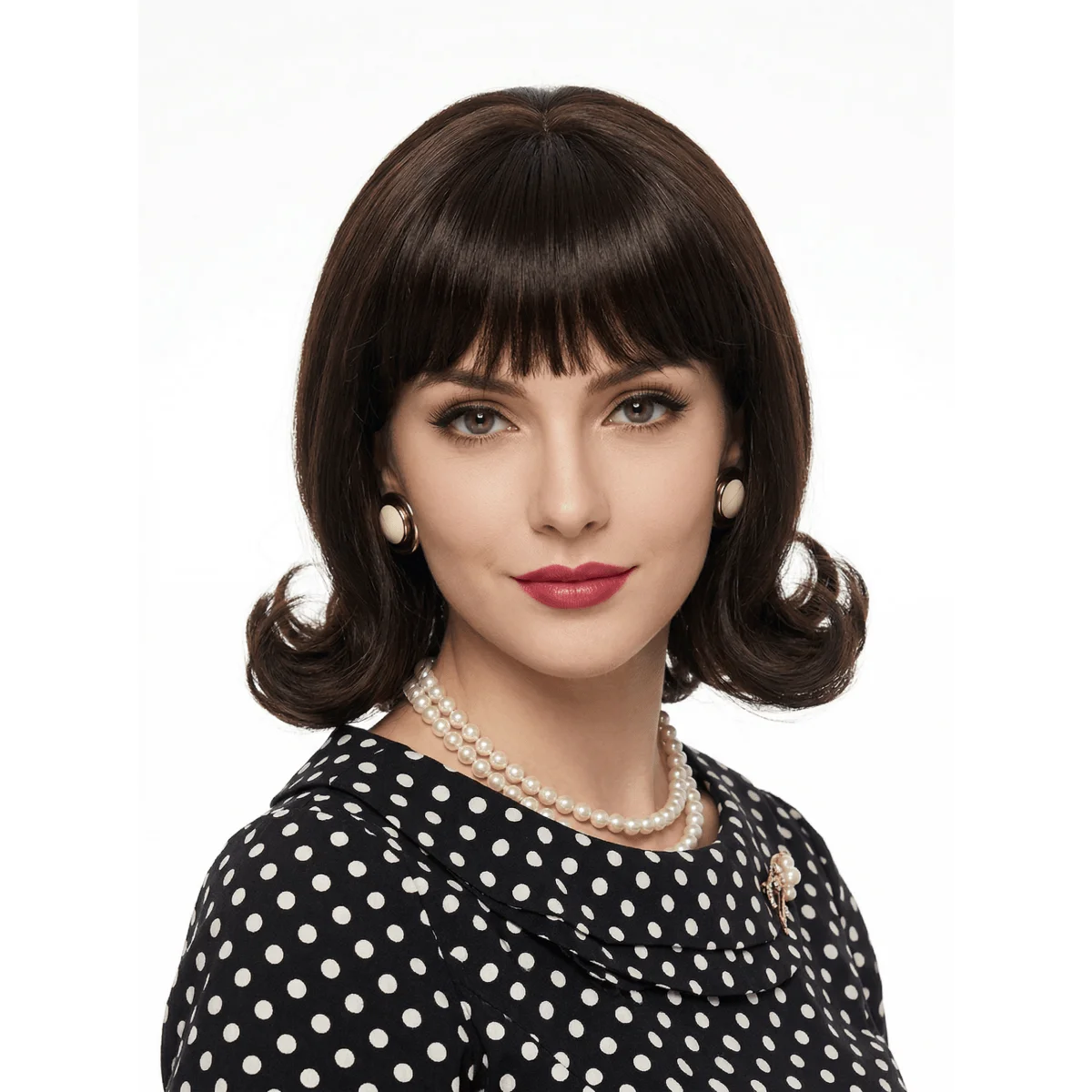 Pelucas cortas negras REEWES con flequillo, pelo sintético para mujer, peluca estilo Pinup retro de los años 60, peluca de colmena para disfraz de Halloween, peluca para fiesta