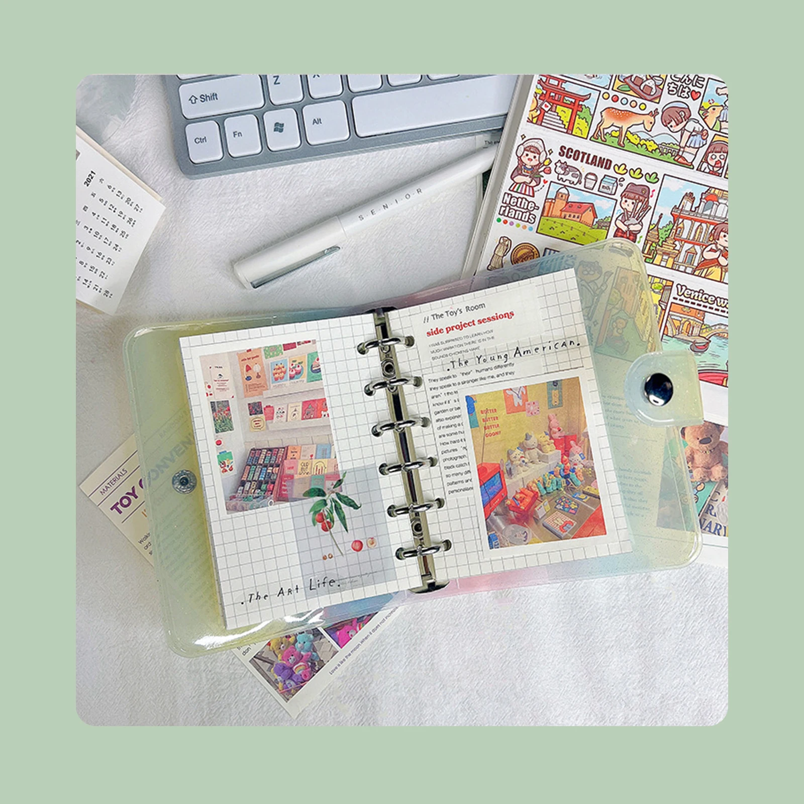 

Rainbow Loose-Leaf Notebook Cover Clear PVC Lightweight Personal Planner Binder Office Notepad Protector