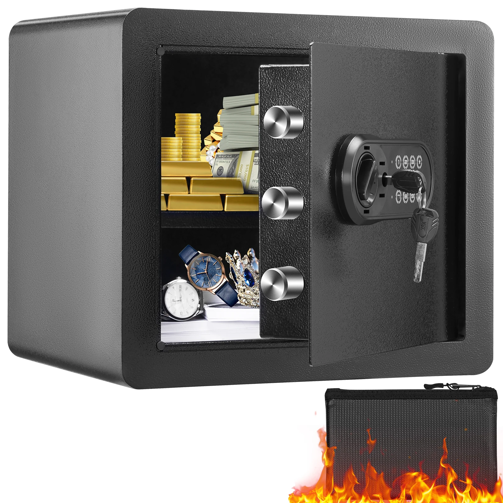 SucceBuy 1.2/0.5 Cubbic Fit Elektronische Kluis W/Digitale Toegang & Override Sleutels voor Geld Pistool Sieraden Document - afbeelding 2