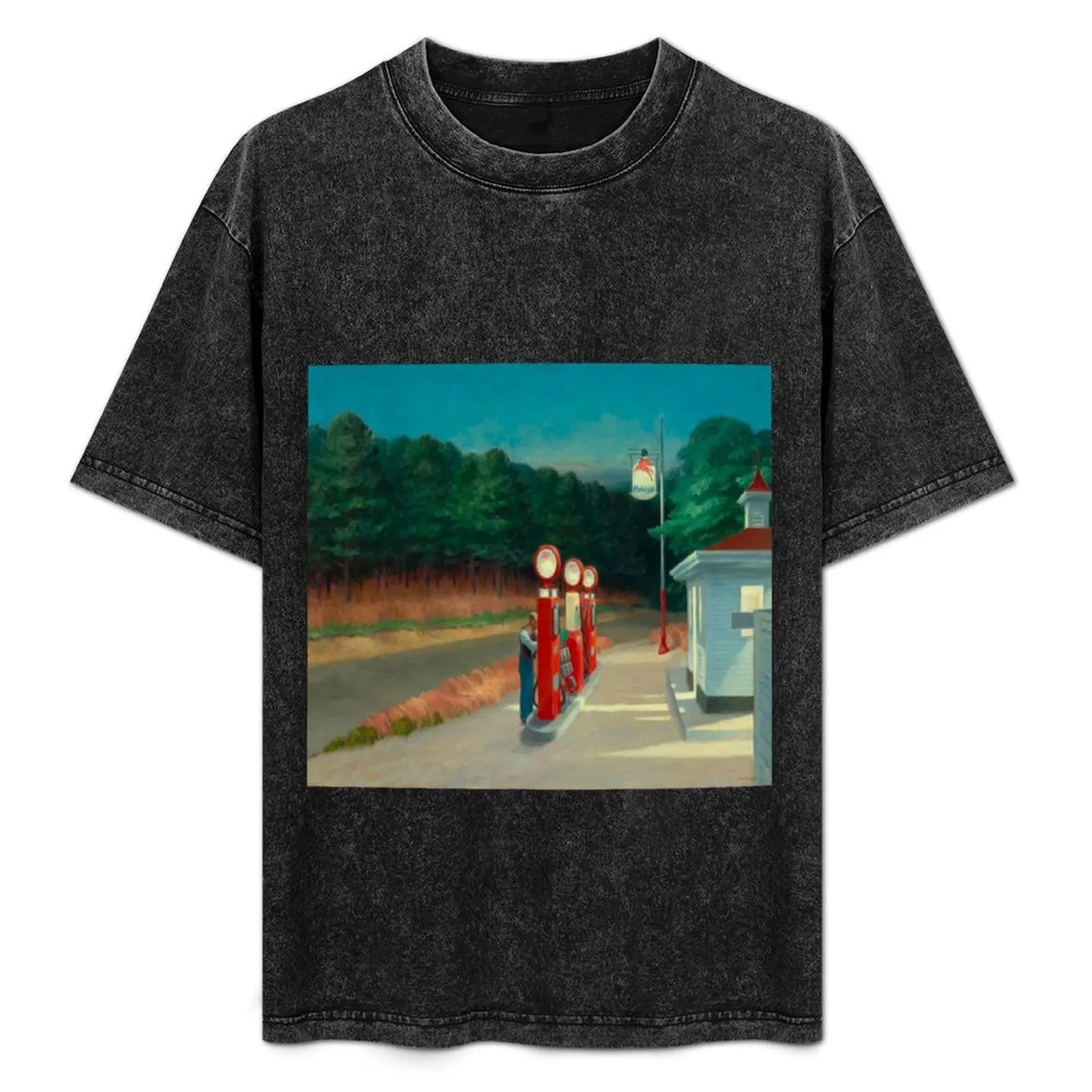 Edward Hopper - Gas, Art reproduction T-Shirt sweat custom shirt quick-drying mens cotton t shirts