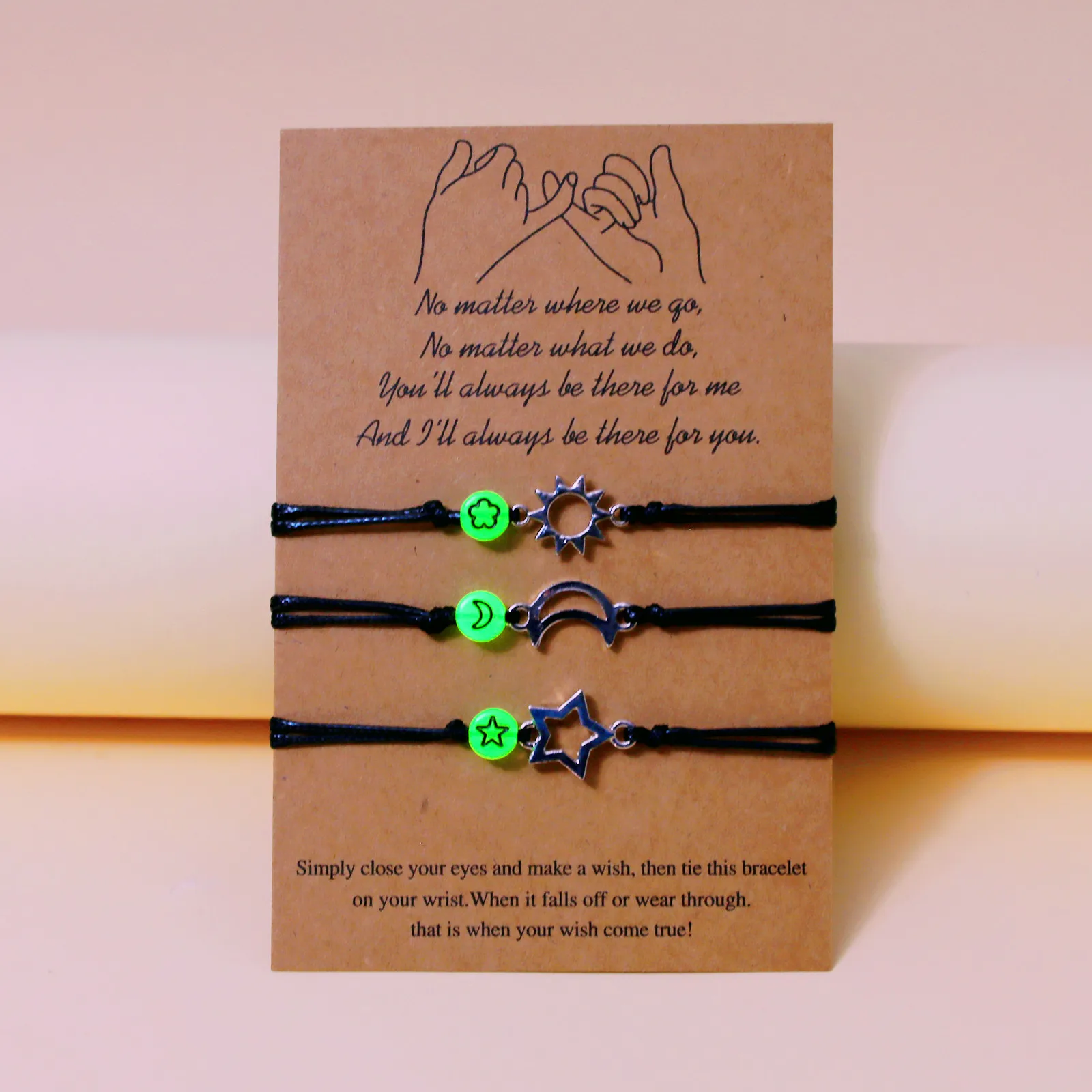 New Trend Sun Moon Star Night Glow Beads Handwoven Card Blessing Bracelet Jewelry Women's Versatile Gift Hot Sale