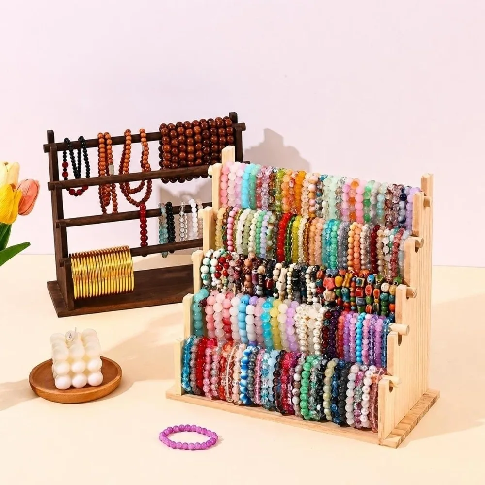 Practical Wooden Jewelry Display Stand Multi Tier Detachable Bracelet Bangle Holder Keychain Organizer Shop Retail & Home Use