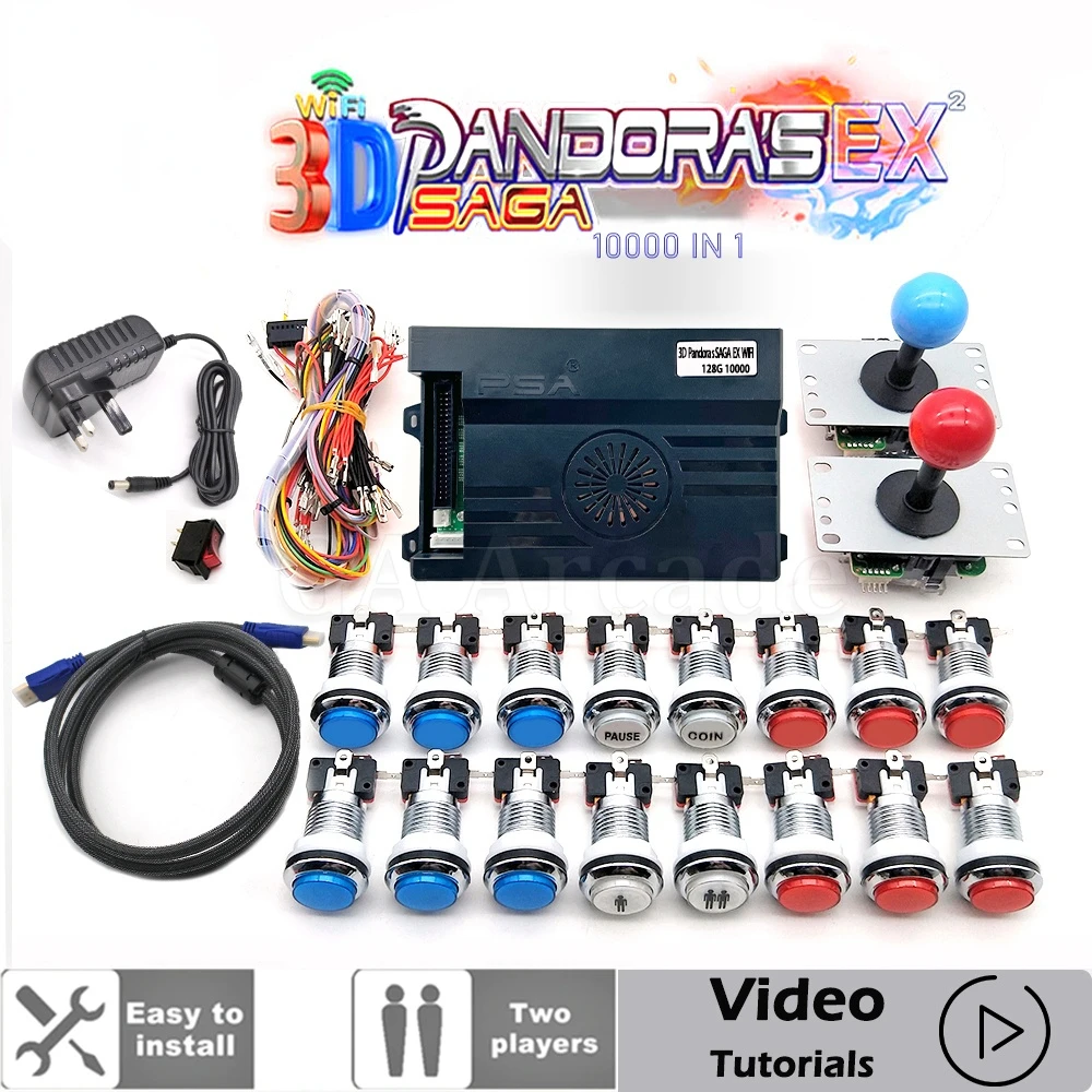 

2 Player 10000 IN 1 Pandora Saga EX 3D Copy SANWA Joystick Chrome LED Push Button DIY Arcade Machine Home Cabinet with Tutorial