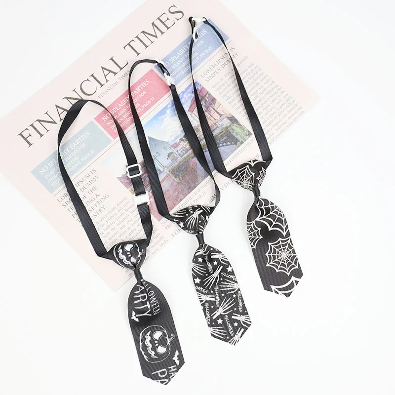 Corbata para fiesta de Halloween, decoración para mascotas, camino, fantasma, calavera, telaraña, gato, perro