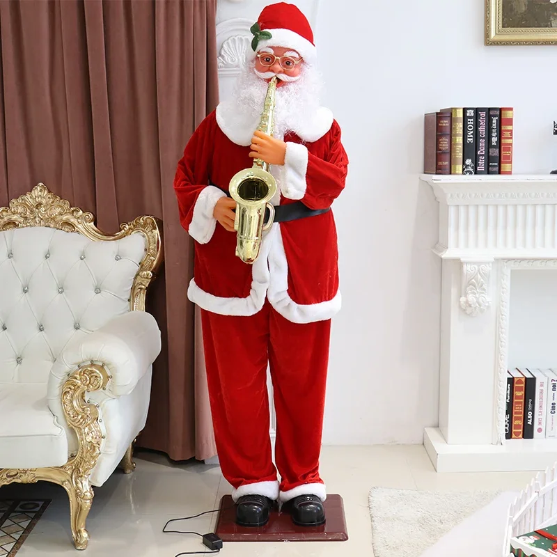 1.8 meters electric Santa Claus dancing with music shopping mall hotel welcome ornament Christmas decorations toys