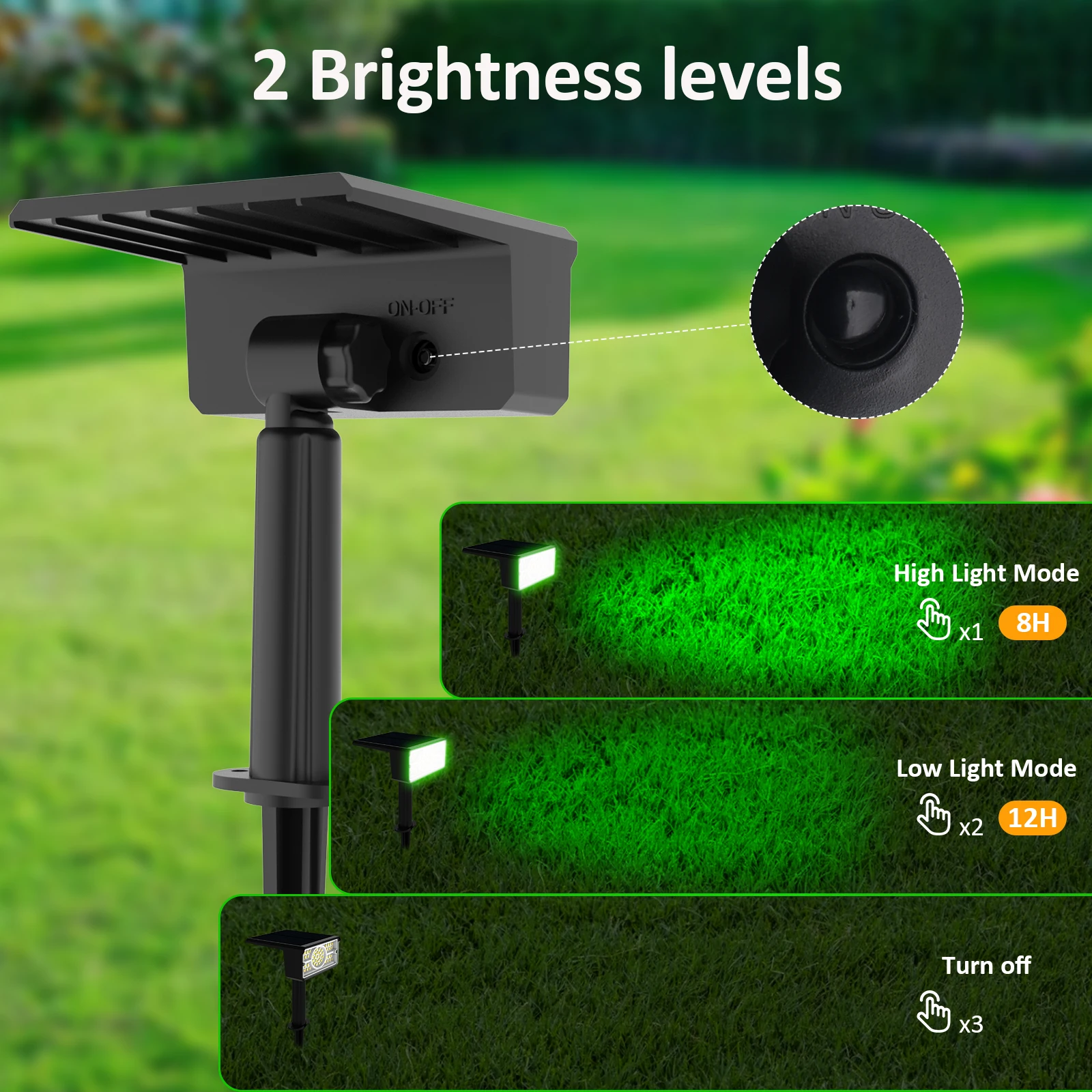 2pcs Solar Power Light Adjustable Light Temperature Solar Garden Light outdoor IP65 Solar Lamp Super Bright Solar Spotlight
