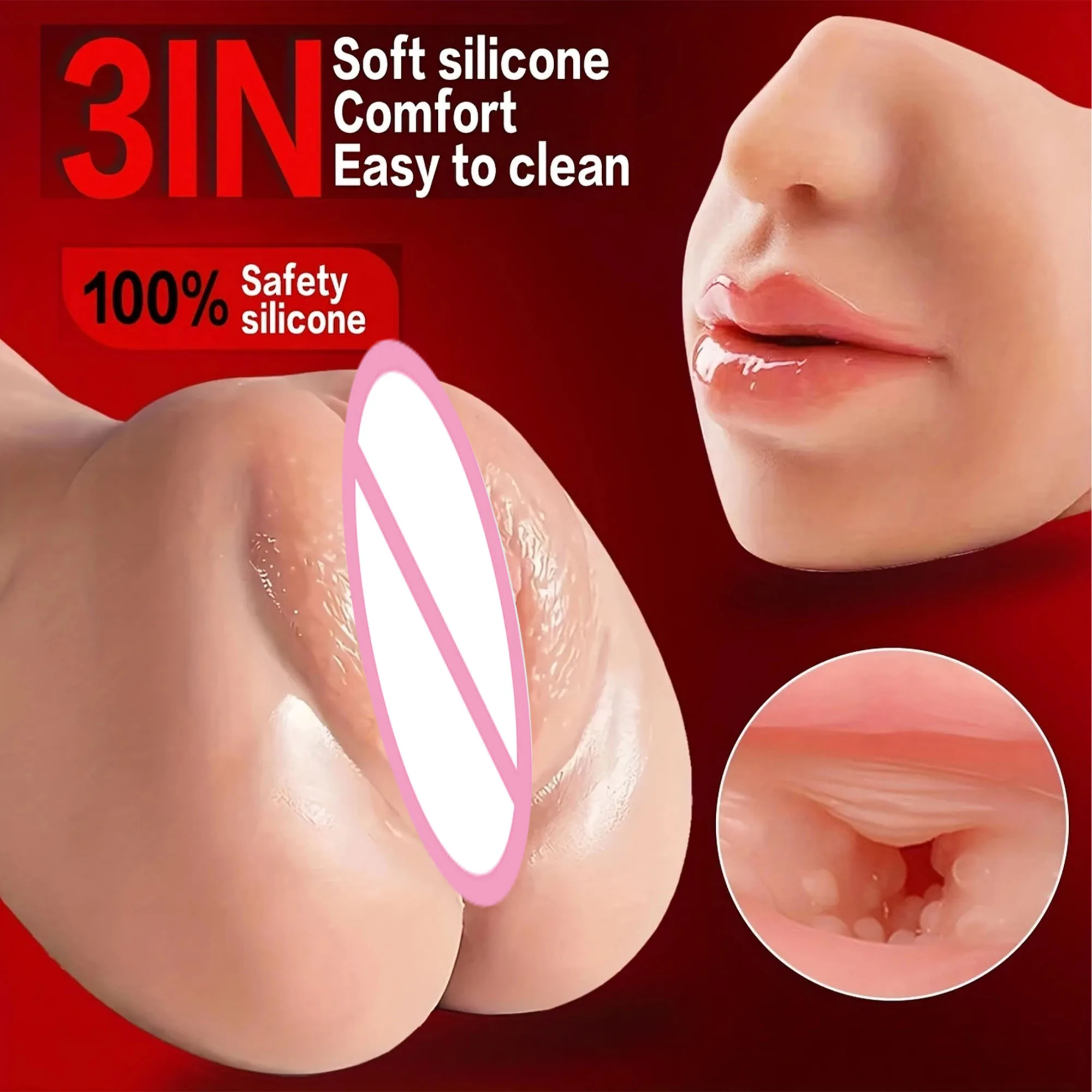 3 في 1 واقعية جيب كس ذكر الموزه دمية جنسية الكبار دليل كأس نفاث محكم الفم المهبل وضيق الشرج لعبة الكبار 18 +