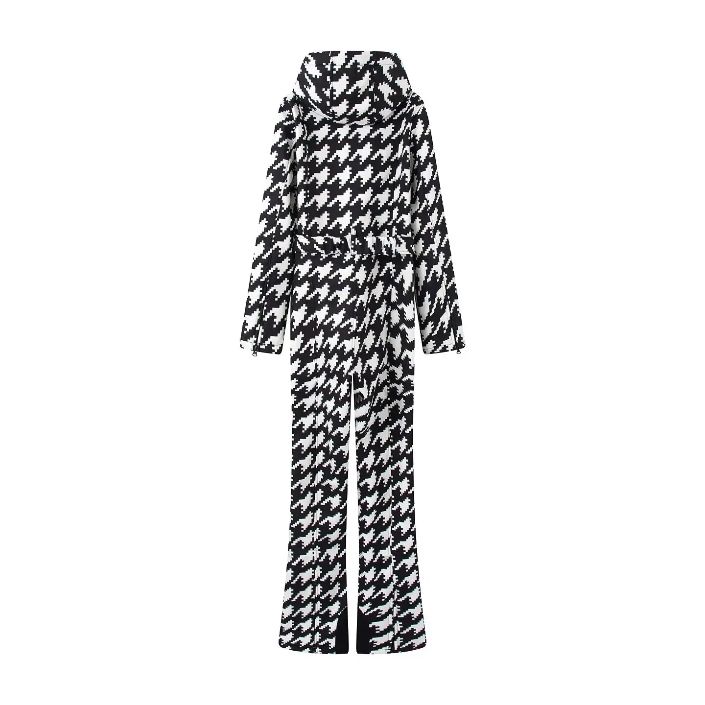 2026 Women's Elegant High Waist Outdoor Ski Slim Fit Sports Jumpsuit Female Hooded One-piece Belt Romper Warm Waterproof Rompers