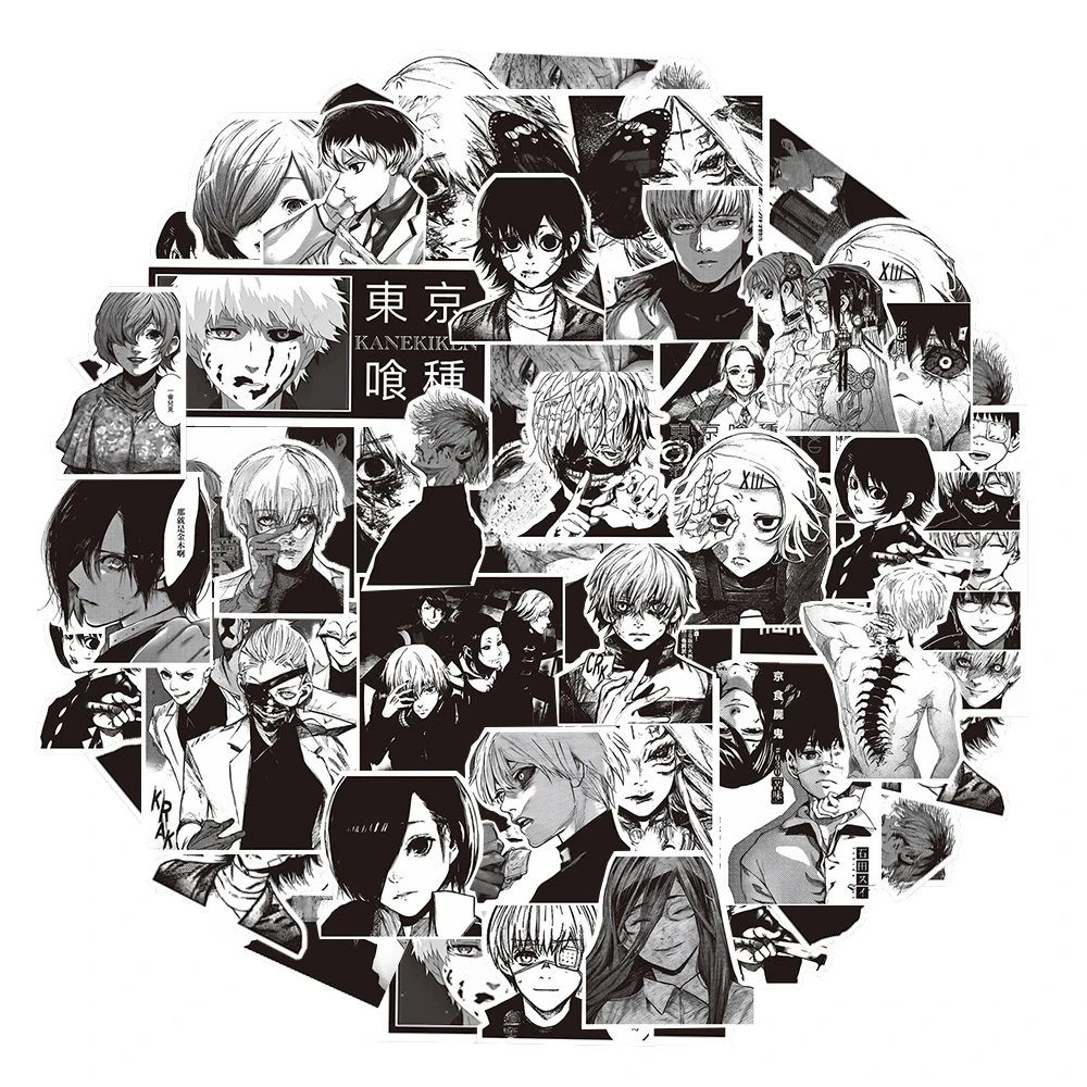 10/30/70pcs Kaneki Ken Tokyo Ghoul Anime Stickers Cool Black White Graffiti Decals for Phone DIY Suitcase Car Kids Sticker Toys