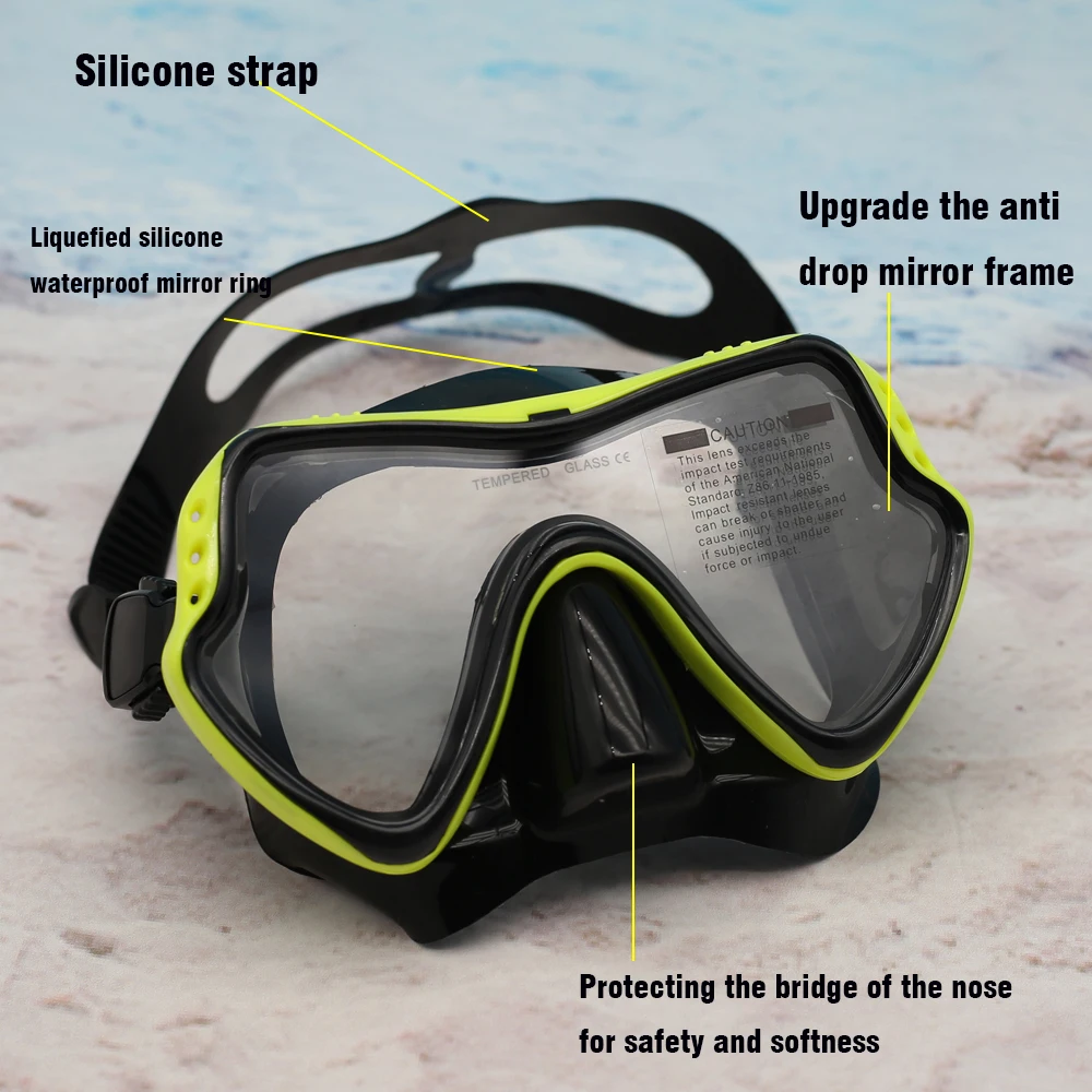 Hunting integrated professional waterproof and anti fog diving face mirror floating silicone face mask tempered glass box