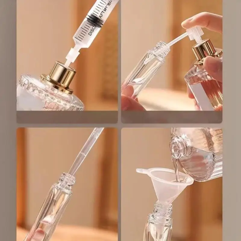 3 Stück tragbare Sprühflaschen-Transferpumpe 1ml 2,5ml 5ml 10ml 20ml Parfüm-Nachfüllwerkzeug Druckfeder-Tropfer Langlebiger PP-Kosmetikflüssigkeitsspender – Detail 7
