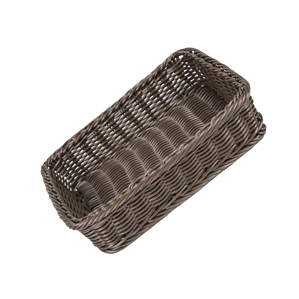 Cesta de pan de mimbre sintética, contenedor de almacenamiento tejido para café, aperitivos, frutas, verduras, hogar, cocina, Hotel, 40x30x8cm