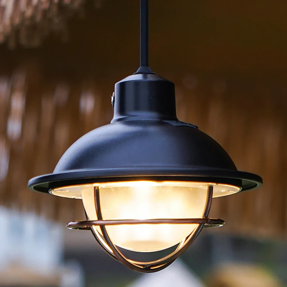 

LED Camping Lamp Stepless Dimming Vintage Camping Tent Light Type-C USB Rechargeable Daily Waterproof for Outdoor Travel Garden