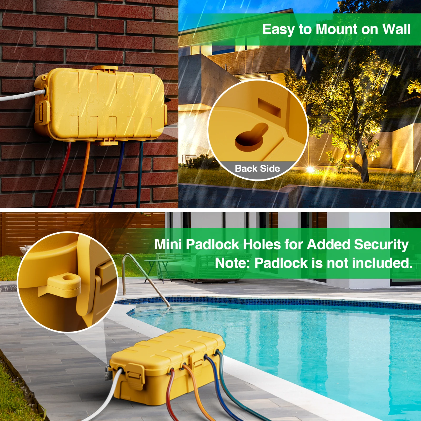 Outdoor Power With Timer - صندوق كهربائي خارجي مقاوم للماء IP54،