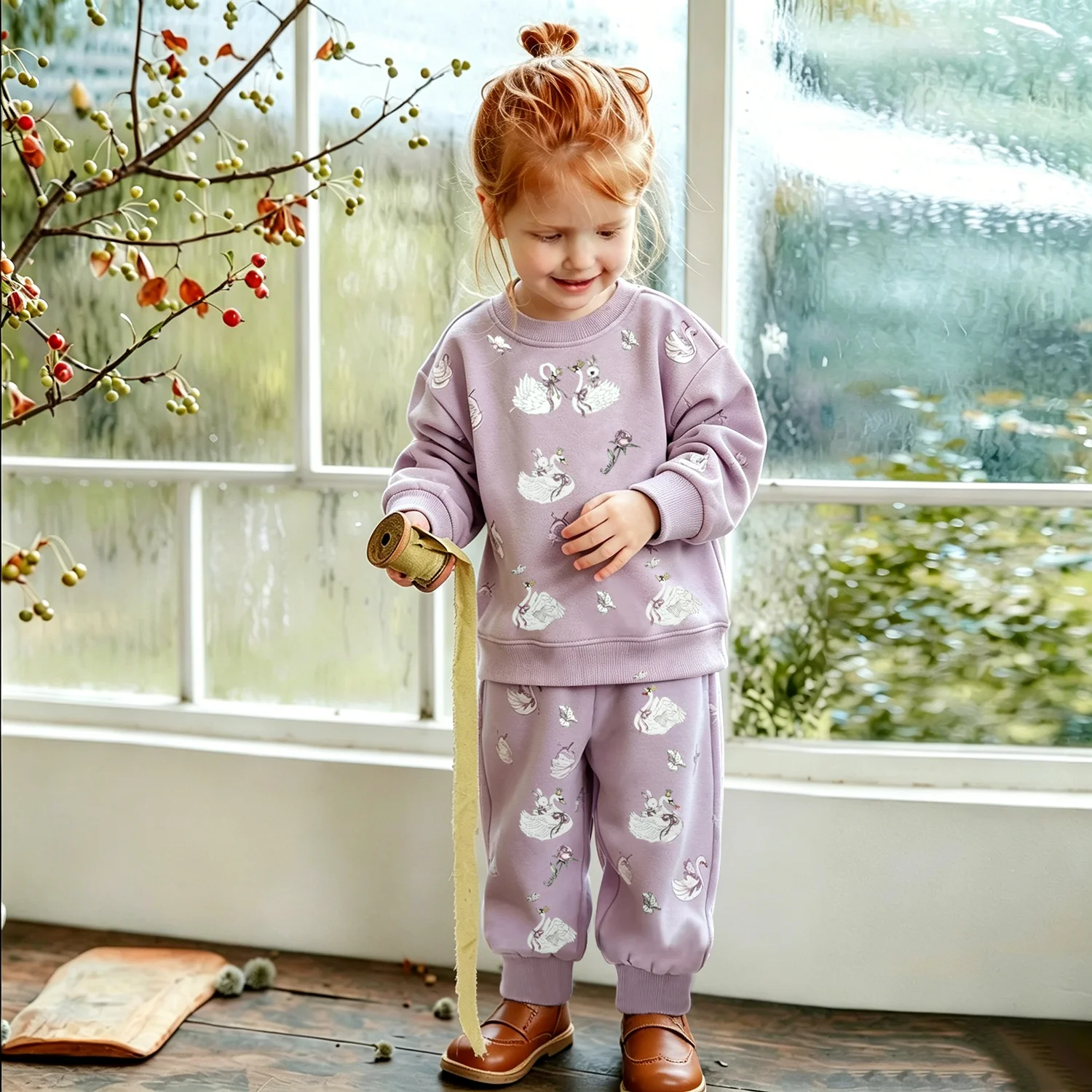 Autumn Winter Children Tracksuit Sets Fleece Lined Sweatshirt Jogger Pants Boys Girls Casual Sport Outfit For Outdoor Walking