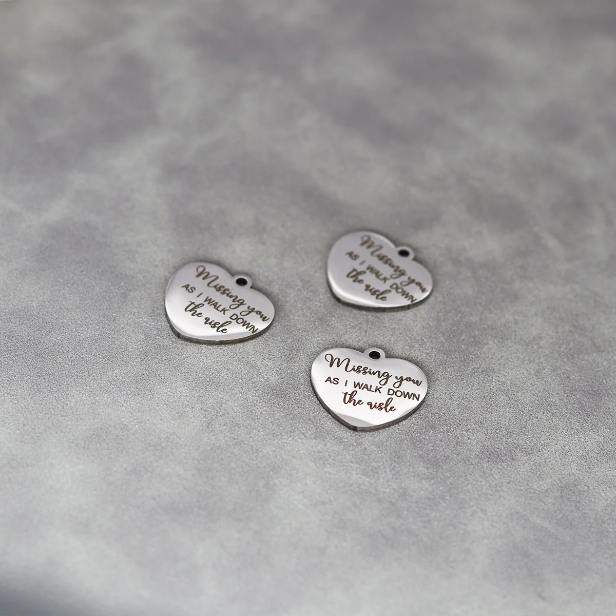 3pcs Stainless Steel Charm Missing You As I Walk Down The Aisle  Laser Engraved for Love Heart Jewelry Making DIY Handmade