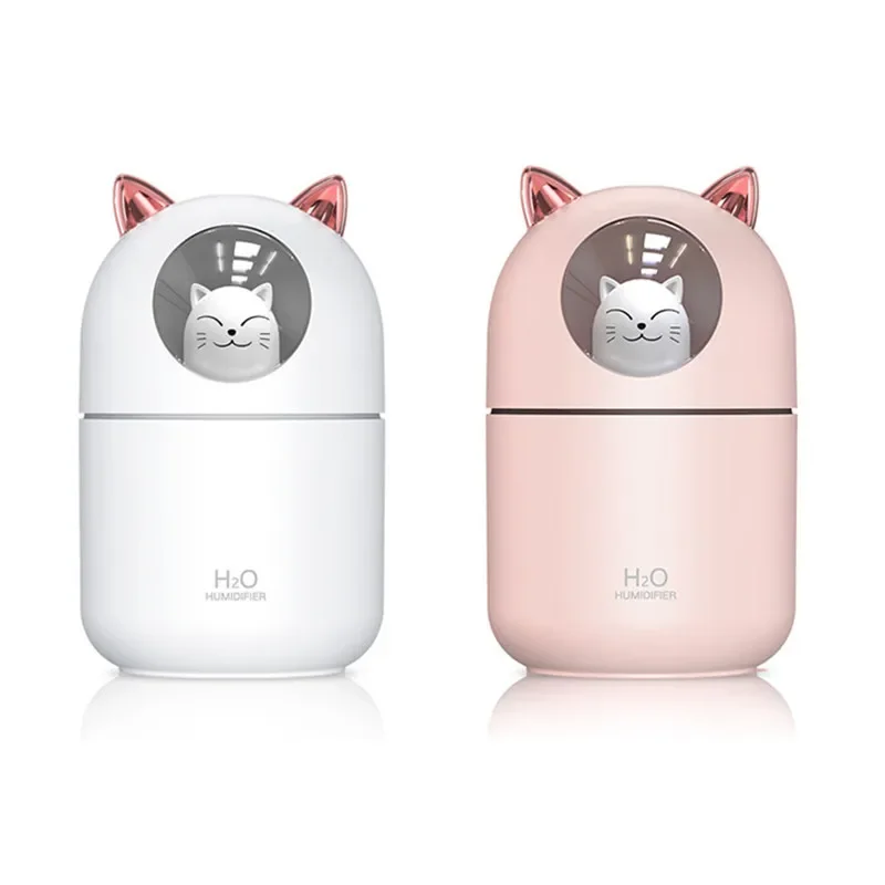 Cute Cat Mini Aroma Diffuser USB Air Humidifier Ultrasonic Cool Mist Maker Colorful Lamp Aromatherapy