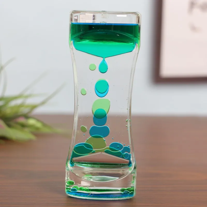 Double Color Floating Liquid Oil Acrylic Hourglass Home Decor Liquid Visual Movement Hourglass Timer Hour Glass Sand Timers