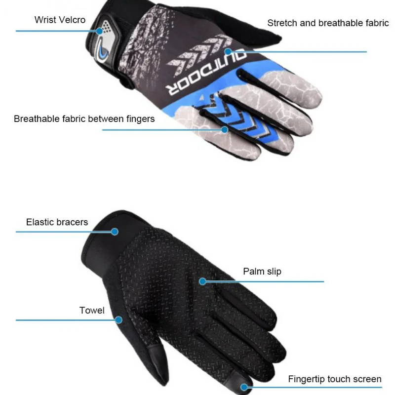 Motorcycle Riding Cycling Gloves Bicycle Touch Screen Non-slip Wear-resistant Breathable All-finger Outdoor Sports Men Women