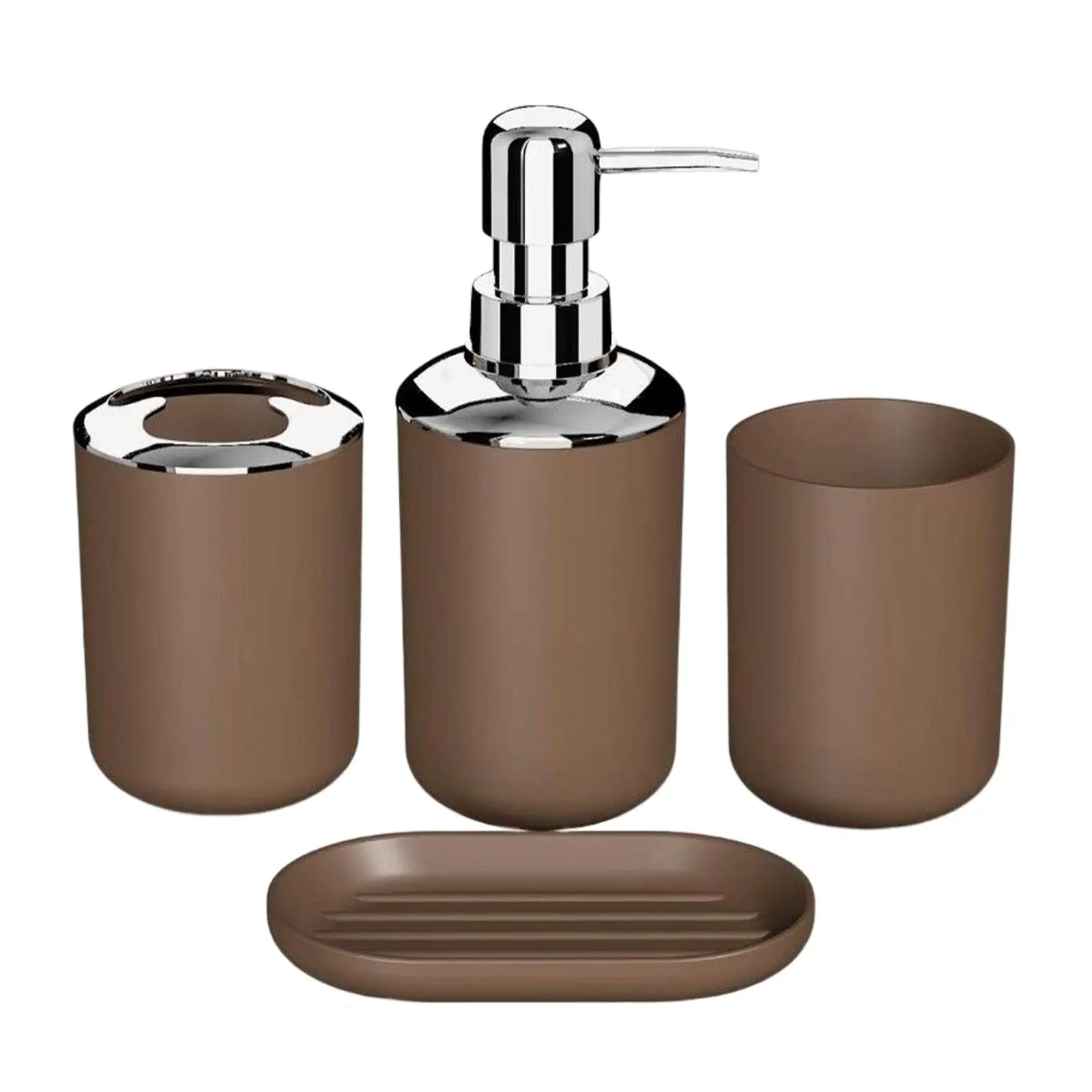 4 Pieces Bathroom Accessories Set Hand Soap Dispenser Countertop Decor Neat & Tumbler & Soap Dish for Office Buildings Apartment