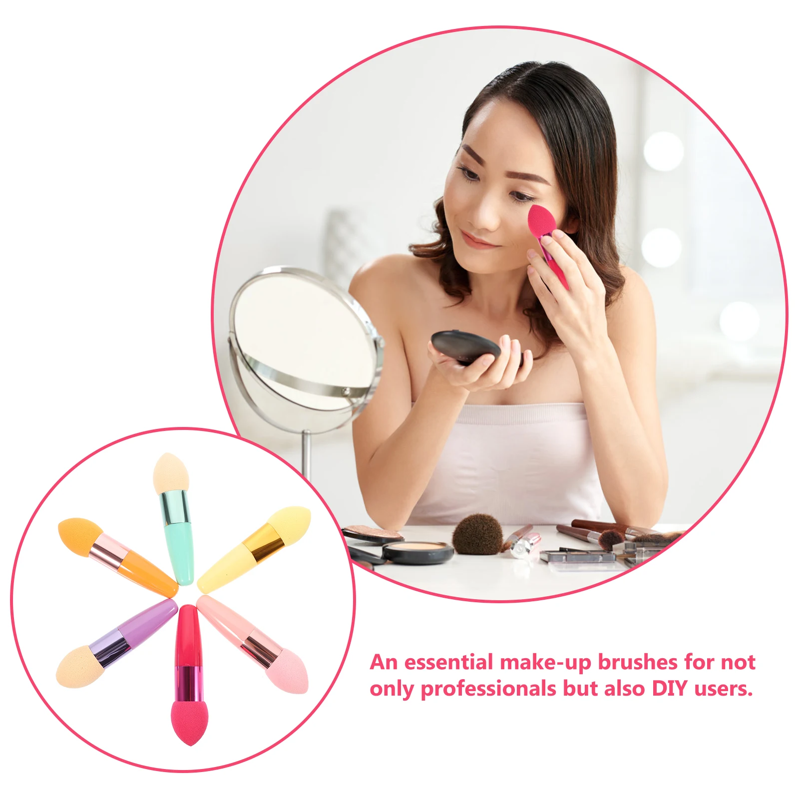 

3pc Water Droplet Shaped Sponge Lollipop Brush Makeup Tools Reusable Powder Foundation Cream Applicator