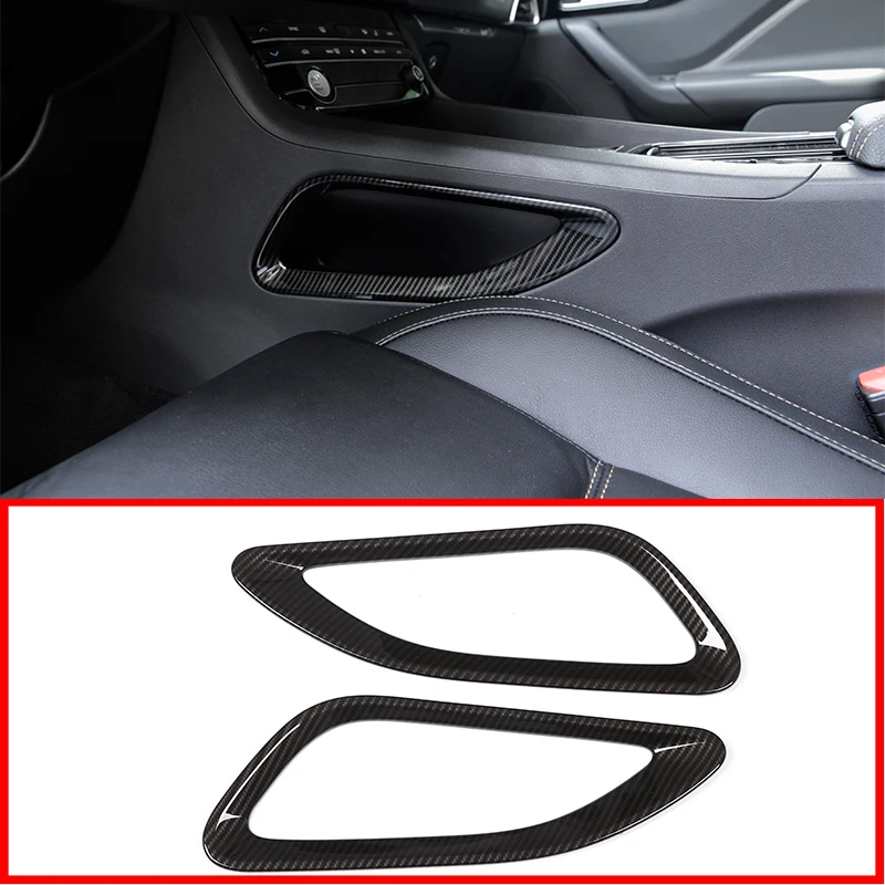 2 Pcs For Jaguar F-Pace F Pace X761 2016 2017 2018 Carbon Fiber Side Gear Box Panel Decoration Frame Trim Car Accessory