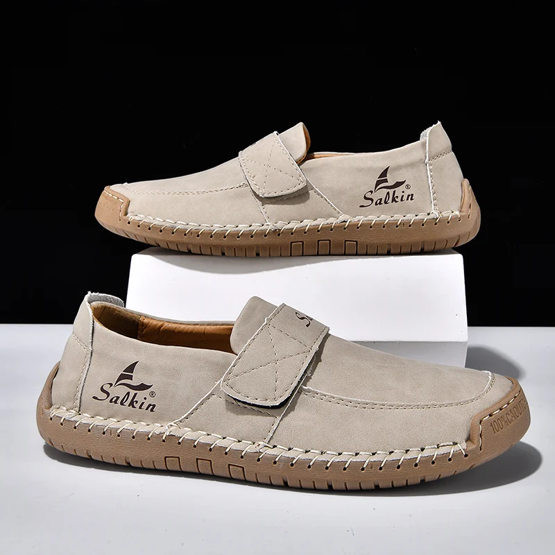 Men's Slip on Loafers Soft Leather footwear Preppy Lightweight Driving Shoes Non Slip Daily Fashion Casual Outdoor Sneakers