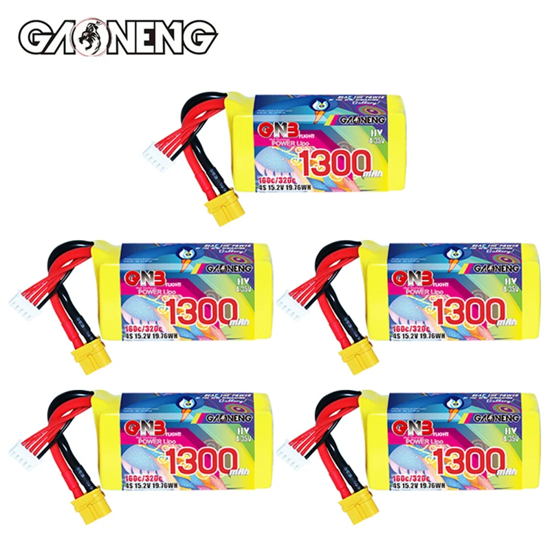 GNB LiPo Battery 4S 15.2V 1300mAh 160C/320C for RC FPV Drone Quadcopter Airplane Helicopter Parts 15.2V Rechargeable Battery