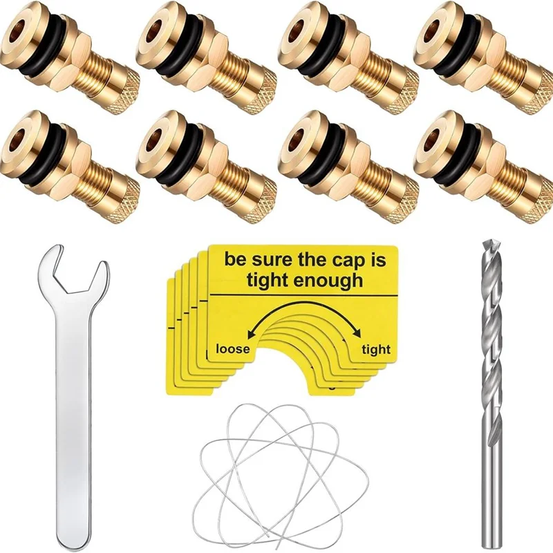 

ABUI-8 Pieces Fuel Gas Tank Vent Caps Fuel Gas Can Vent Kit Can Fuel Tank Water Jug Withdrill, Wire, Wrench Andwarning Stickers
