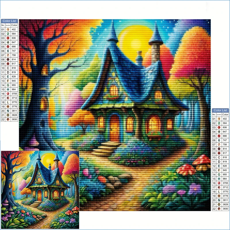 

Алмазная художественная живопись Химерный фантазийный дом в лесу Наборы алмазной живописи Идиллические пейзажи Предметы для стежков Предметы домашнего декора