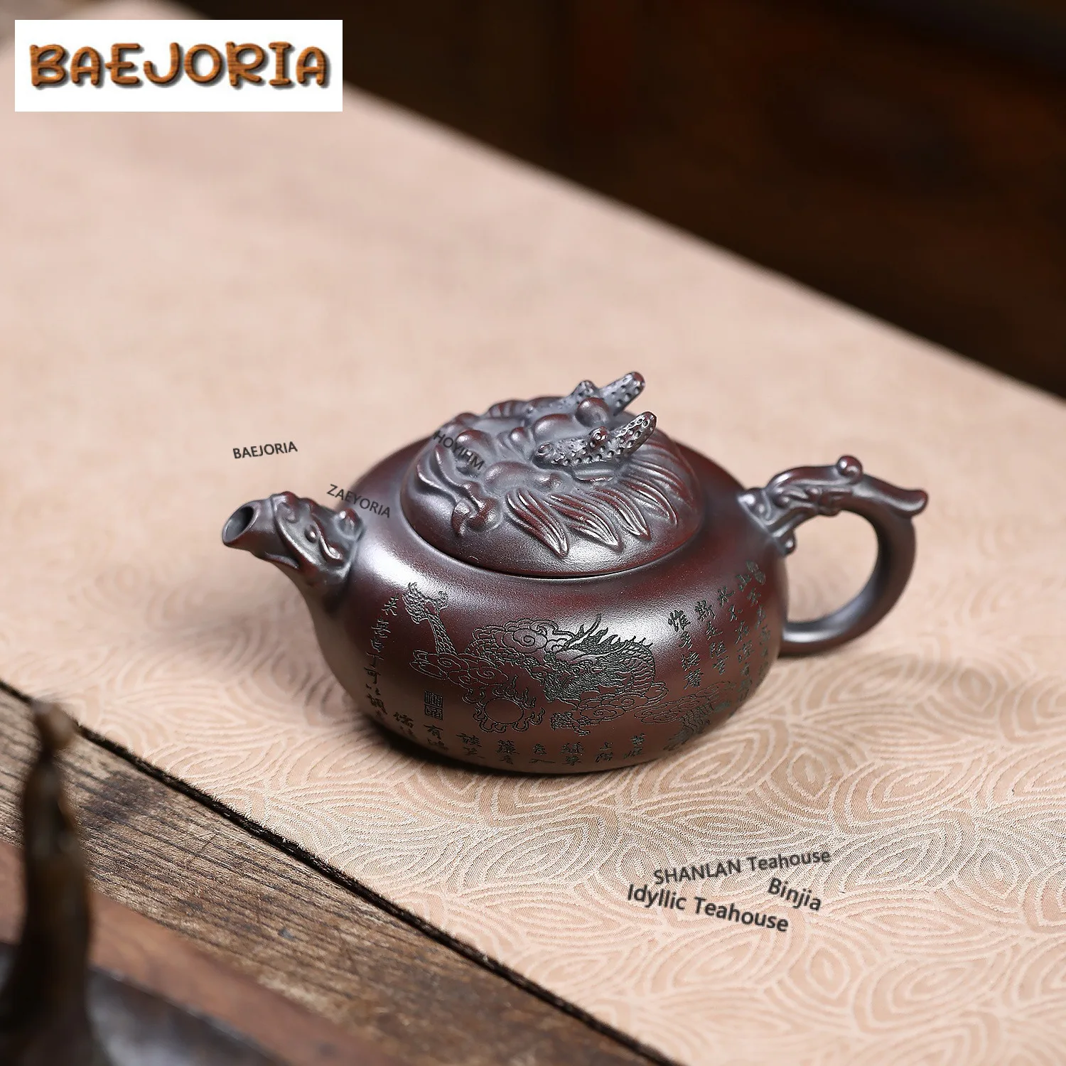 

240ml Classic Yixing Purple Clay Teapots Handmade Dragon Pot Raw Ore Antique Brass Mud Kettle With Infuser Chinese Zisha Tea Set