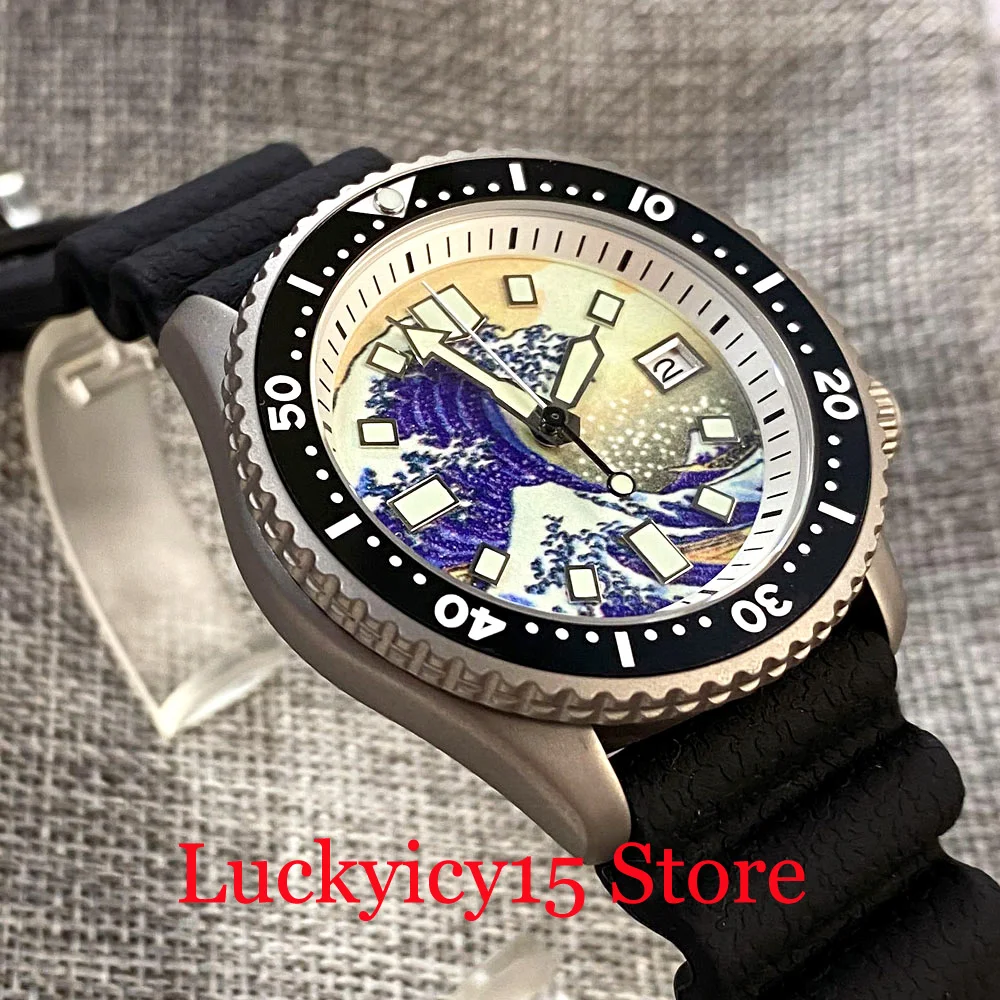 Tandorio Titanium Diver 20ATM NH35 Automatic Men Watch At 3.8 KAGAWANA Dial White Chapter Ring Sapphire Glass Rubber Strap