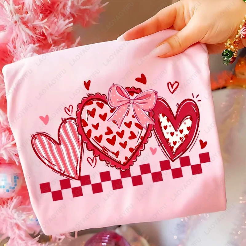 

Трендовый милый стильный пуловер с сердечками и розовыми бантами, забавная одежда для влюбленных, мужской и женский подарок на день Святого Валентина, одинаковые толстовки, наряд для пары