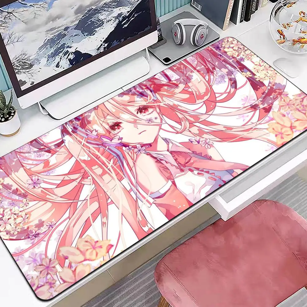 

Pink Virtual Idols Hatsune Miku Mouse Pad Multiple Sizes Large Square Computer Office Game Table Mats Rubber Anti-slip Mousepads