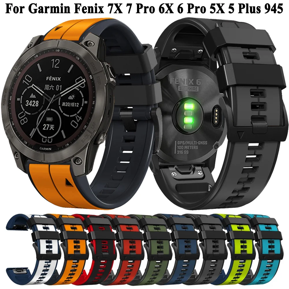 22mm 26mm Silicone Watch Strap For Garmin Fenix 7X 7 Pro /6X 6 Pro/5 5X Plus/3/945/Descent Mk3i/Enduro 2 Quickfit Band Wristband