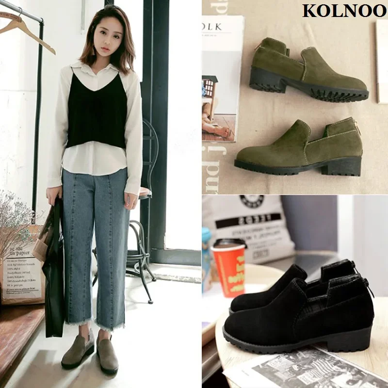 

ASHIOFU New Style Handmade Women's Block Heels Ankle Boots Large Size 34-46 Four Colors Optional Evening Party Fashion Shoes