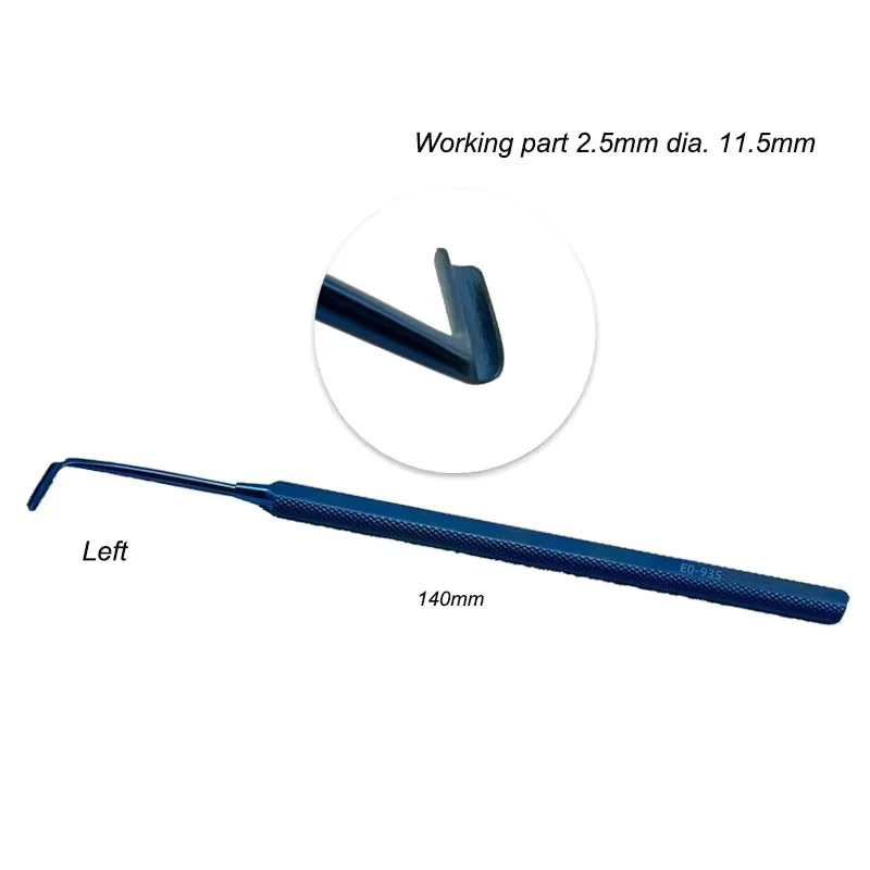 Hak Wrighta, hak mięśniowy, lewy instrument okulistyczny z rowkiem z rowkiem