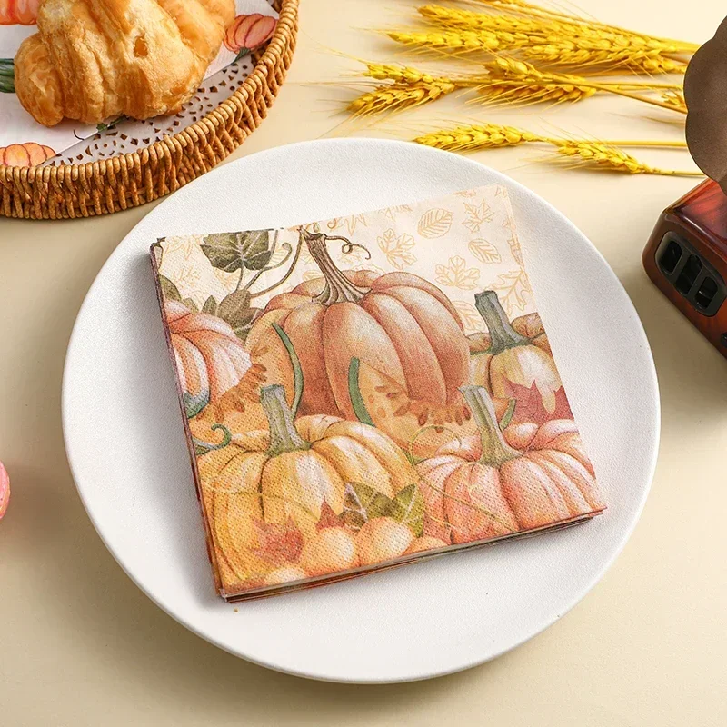 10/20pcs 33cm 2Ply Thanksgiving Pumpkin Colourful Paper Napkins Party Napkins Decorative Paper Placemats Butterfly Bartlet Paper