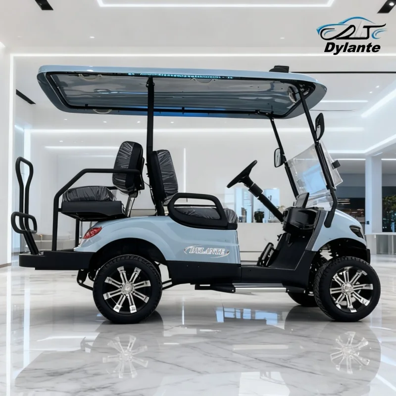 

Многоцелевая мини-электрическая тележка для гольфа, 4 сиденья, литиевая батарея, двигатель 4 кВт, привод 4x2, подходит для верхних клюшек и отелей в аэропорту