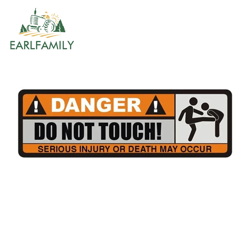EARLFAMILY Danger Do Not Touch Fine Decal Vibrant Attractive Skateboard Decal DIY Suitable For PVC Tumbler Storage Flask