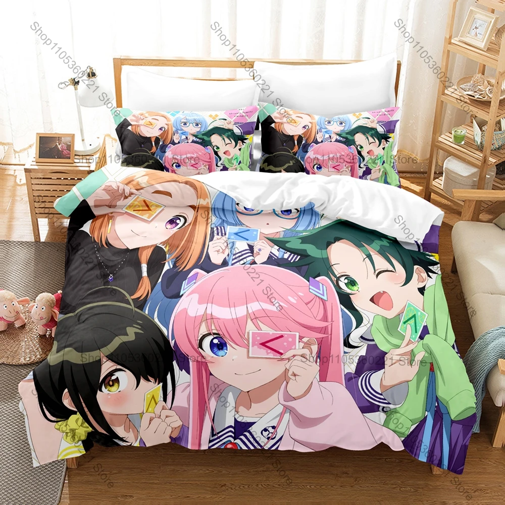 

Cute Shiunji Siblings Character Print 3 In 1 Quilt Cover Set With Two Pillowcases Japanese Manga Style Bedroom Home Decoration