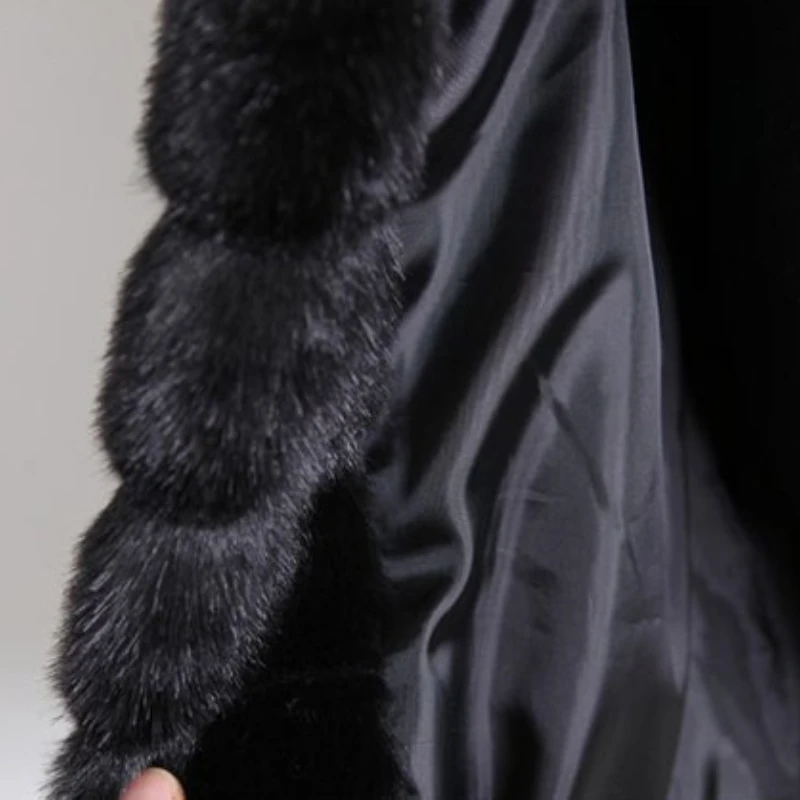 Dames Winter Zwart Nepbont Vesten Strepen Effen Harige Jassen Pluizig Slank Casual Mouwloos Luxe Faux Nertsen Pluche Jas Straat