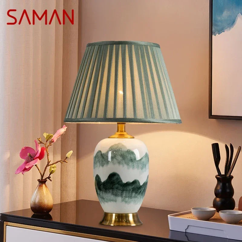 

SAMAN Contemporary CeramicTable Lamp Luxury Creativity Living Room Bedroom Study Hotel Engineering Desk Light