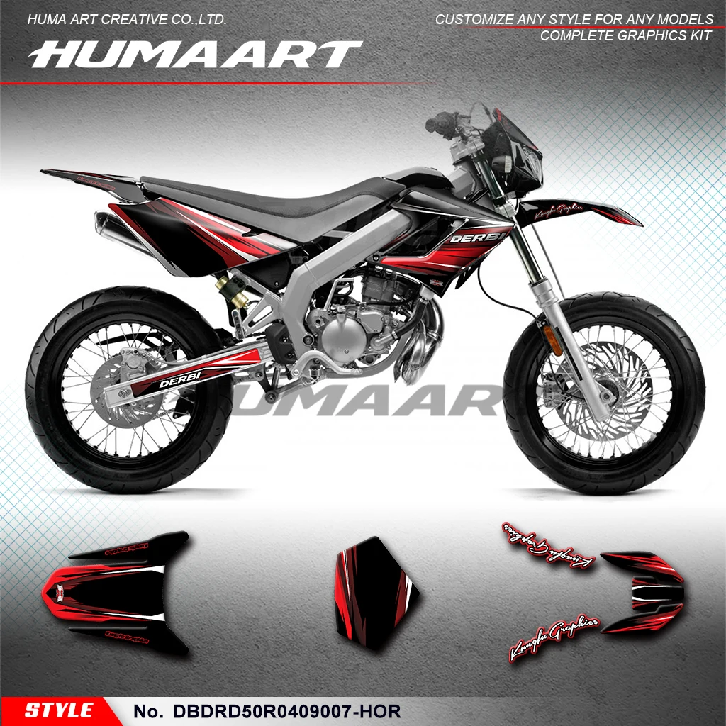 

Дизайн графического листа HUMAART для DERBI DRD 50 Racing 2004 2005 2006 2007 2008 2009, защита, DBDRD50R0409007-HOR