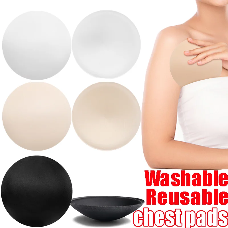 2PCS Women\'s Round Chest Pad Bra Pads Soft Sponge Sports Bras Bikini Pads Yoga Bra Swimsuit Bralettes Nursing Underwear Inserts