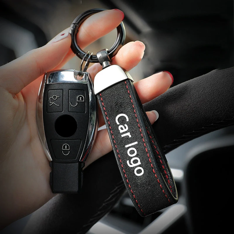 Suede Car Keychain Ring Vintage Leather Key Chain For Seat Ibiza FR Ateca Altea Leon Alhambra Exeo Arona Toledo Auto Accessories