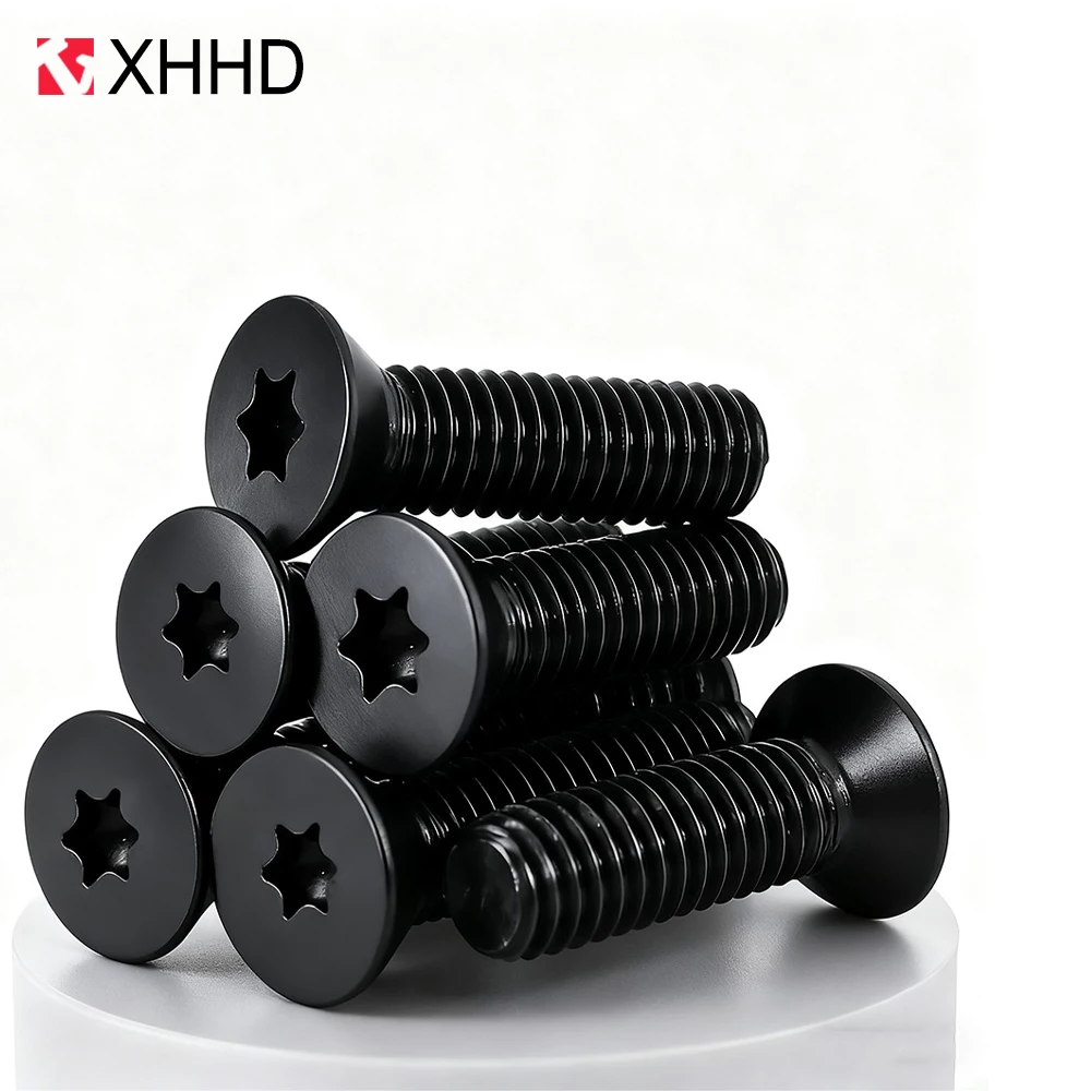 50pcs/lot Six-Lobe Torx Flat Countersunk Head Screw Bolt M2M2.5 M3 M4 Carbon Grade 10.9 Black Torx Flat Head Screws