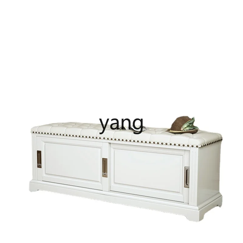 

CX Genuine Leather Home Doorway All Solid Wood Door Changing Shoes Sitting Multifunctional Footstool