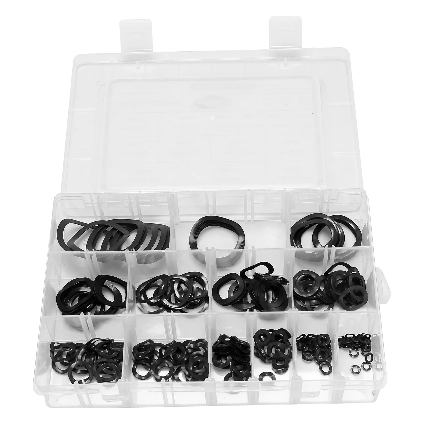 AEE3-320Pcs Carbon Steel Compression Type Wavy Wave Crinkle Spring Three Wave Washers Assortment Kit